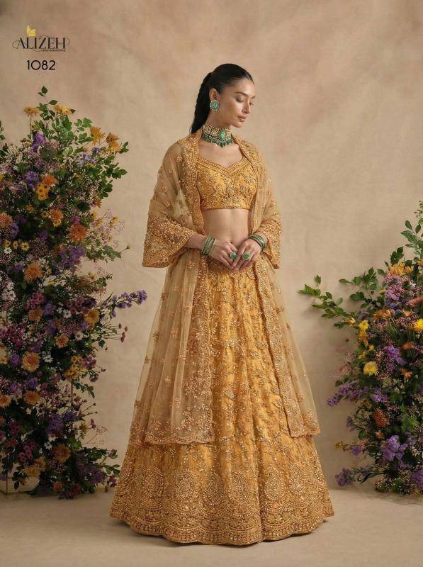 Bridal Wear 1082 BANGLORI SILK yellow Bridal lehenga choli wholesale